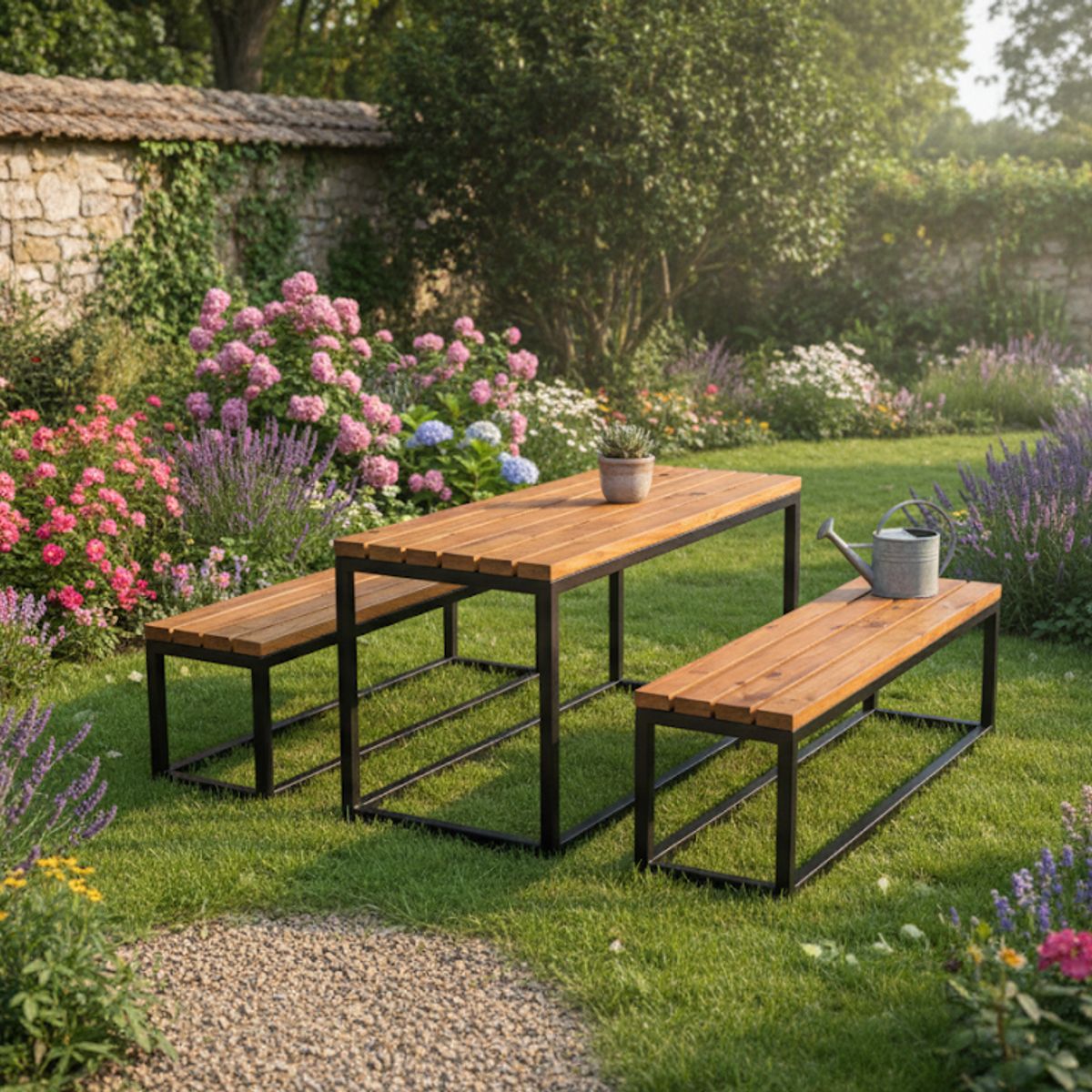 GENERICO - Mesa Y Bancas Nómada - 140 Cm