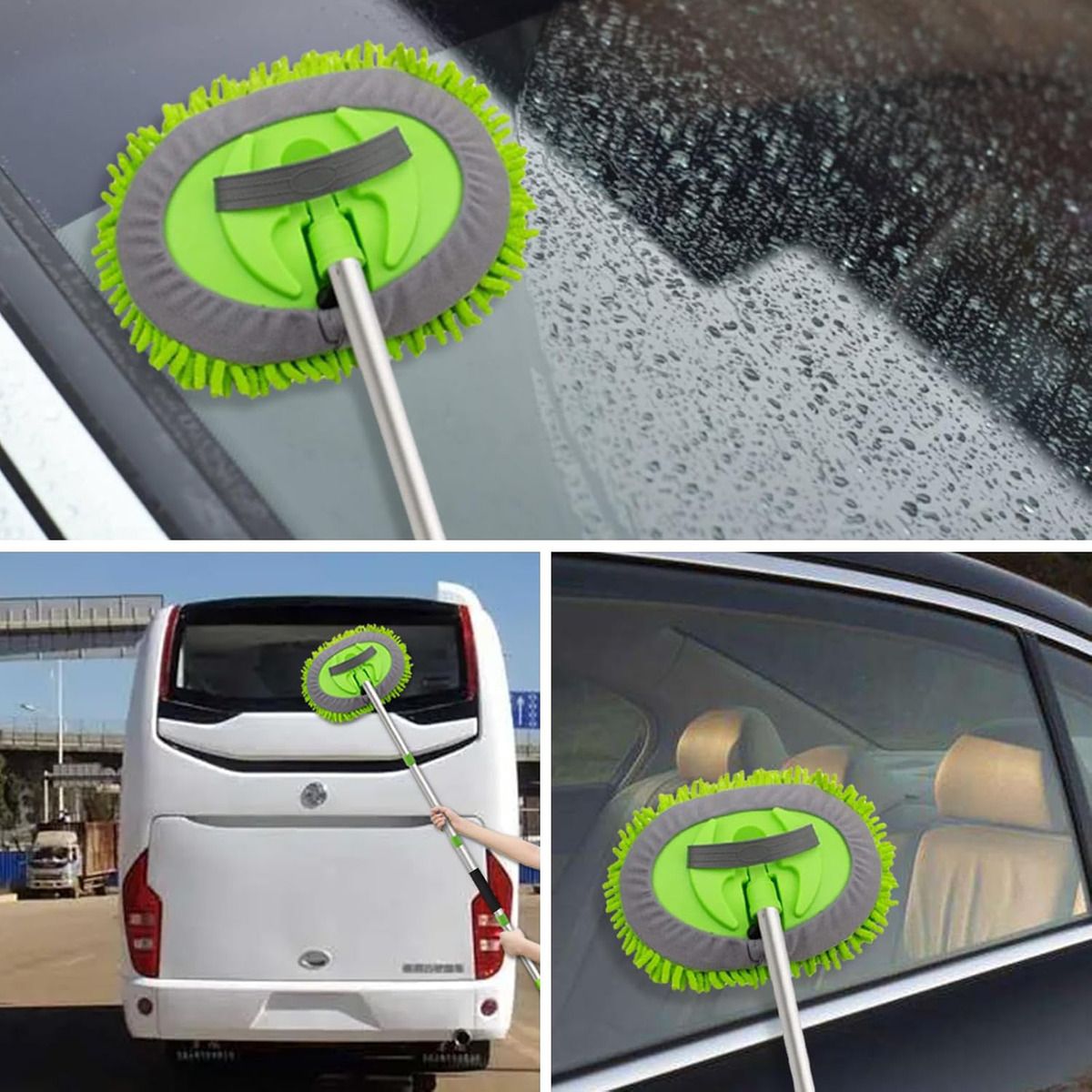 GENERICO - Cepillo Para Polvo De Lavado De Coche Con Mango Ajustable