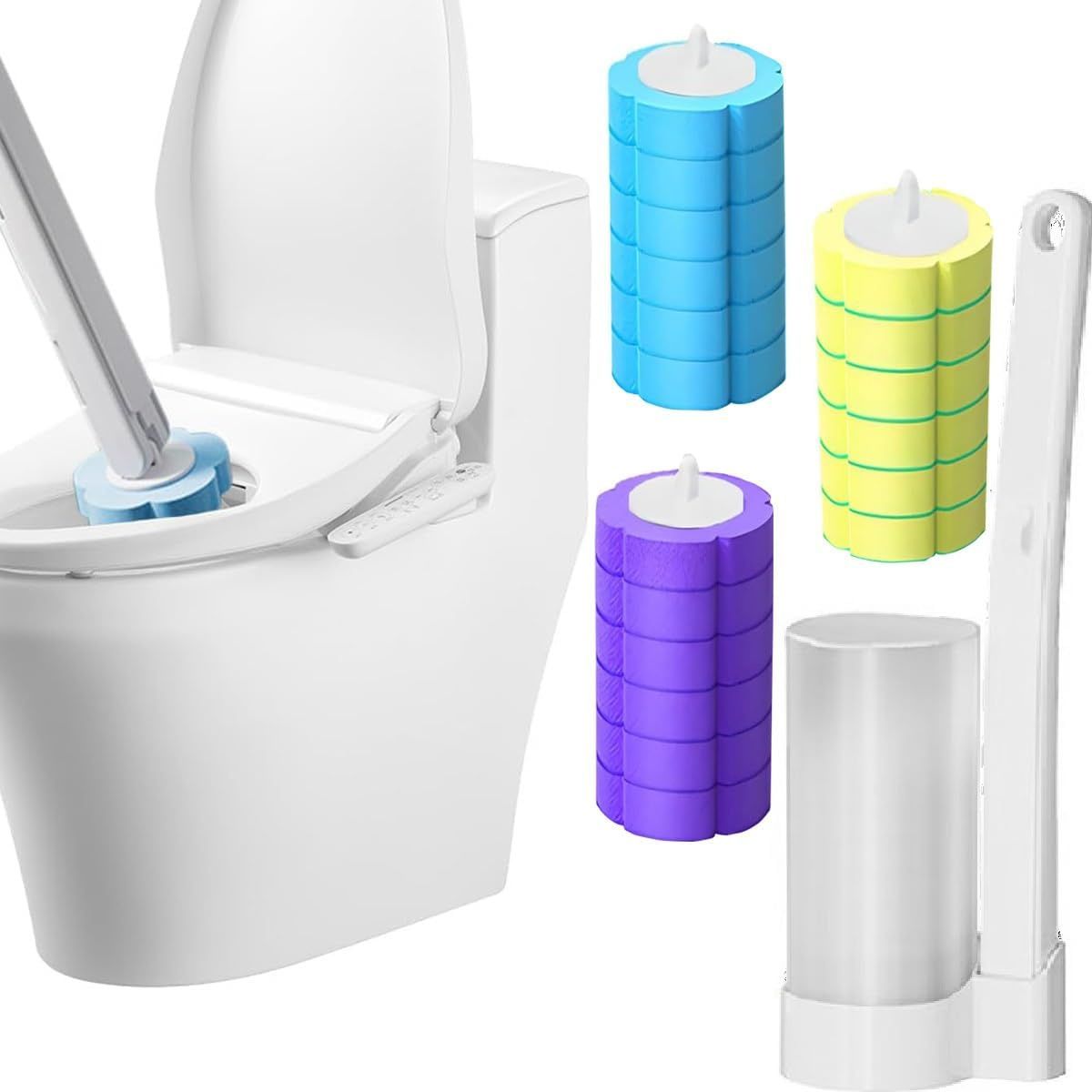 KUANGYE - Cepillo Limpiador De Inodoro Wc Desechable 24 Cargas