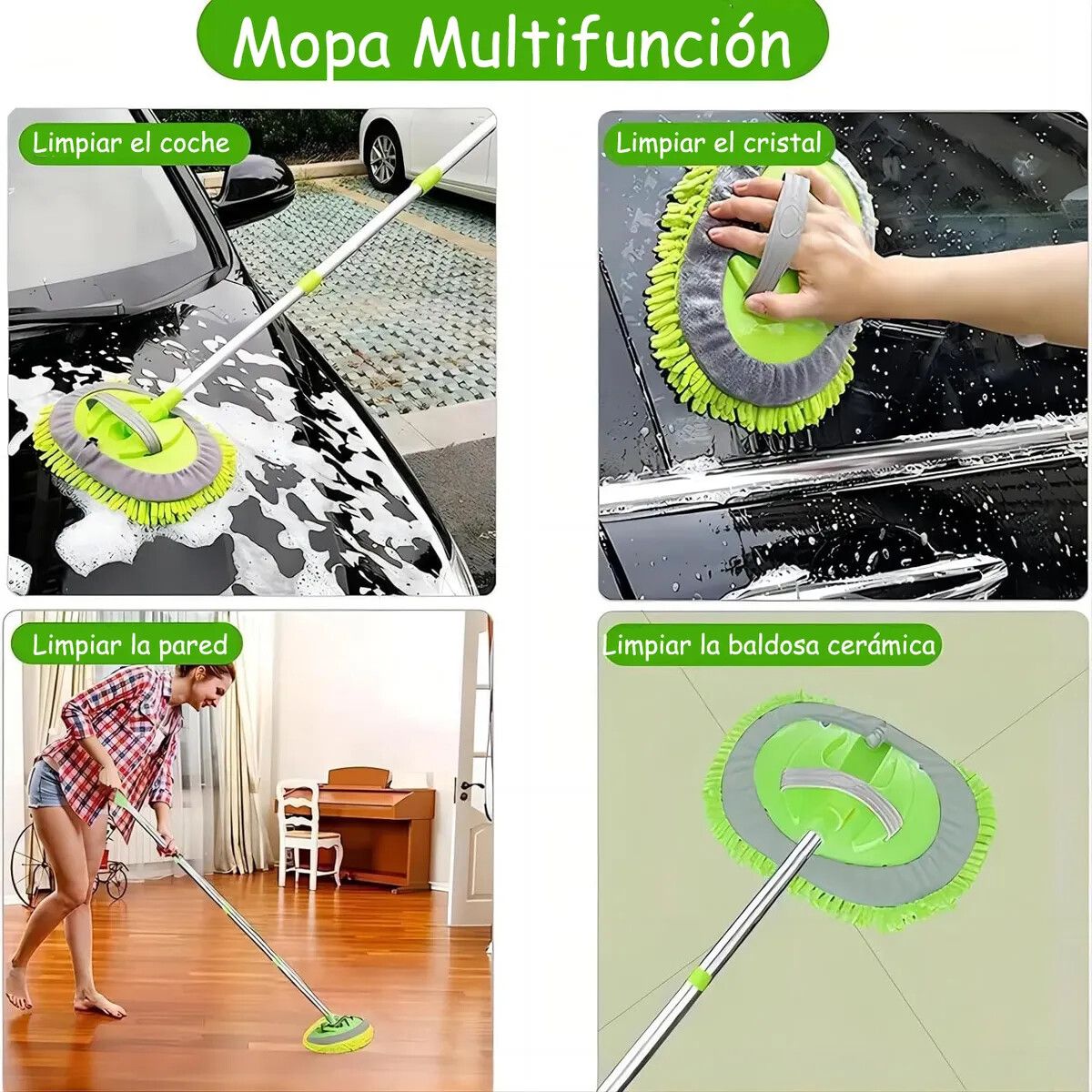 GENERICO - Microfibra Limpieza De Autos Mopa Telescópica Desmontable