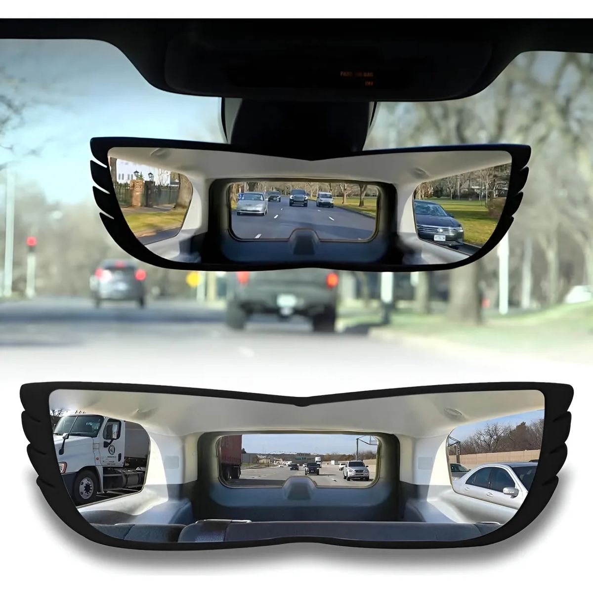 KUANGYE - Espejo Retrovisor Interior Curvo Anti Reflejo 30cm Universal