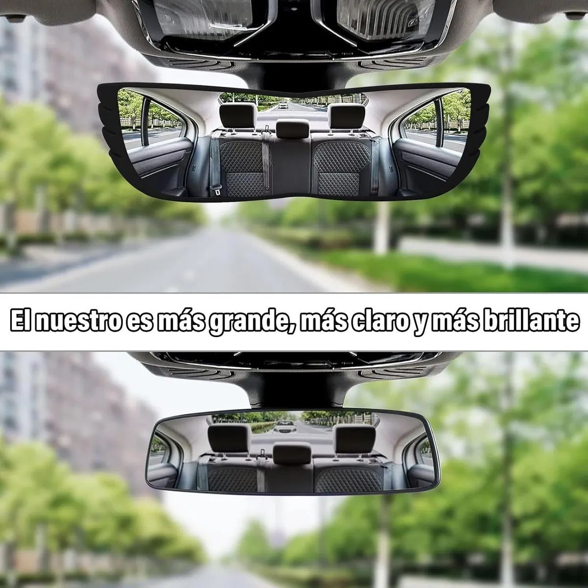 KUANGYE - Espejo Retrovisor Interior Curvo Anti Reflejo 30cm Universal