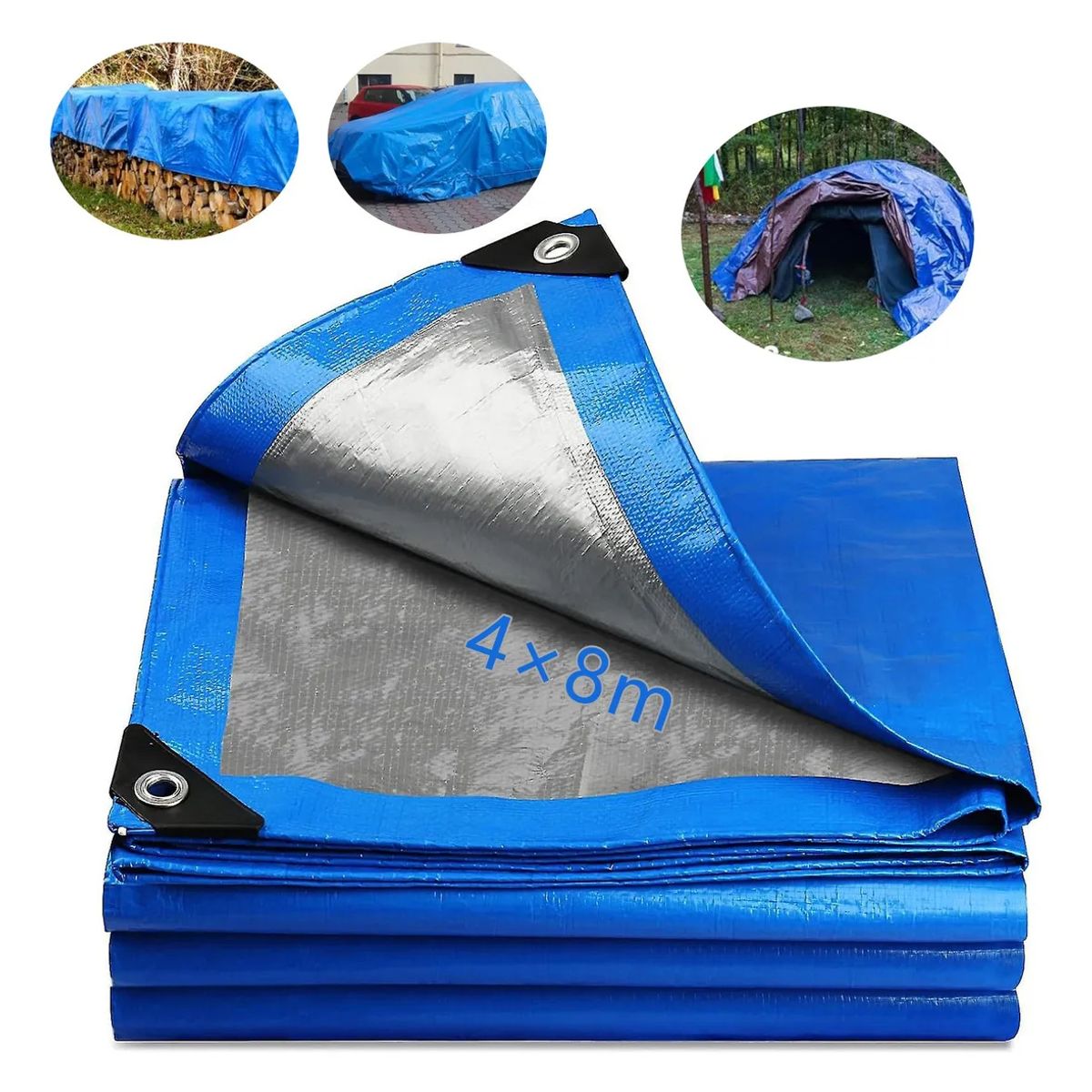 KUANGYE - Cobertor De Piscina Lona Multiuso 8x4 Mts Con Ojetillos