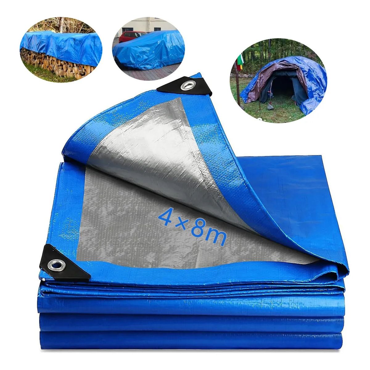 KUANGYE - Cobertor De Piscina Lona Multiuso 8x4 Mts Con Ojetillos