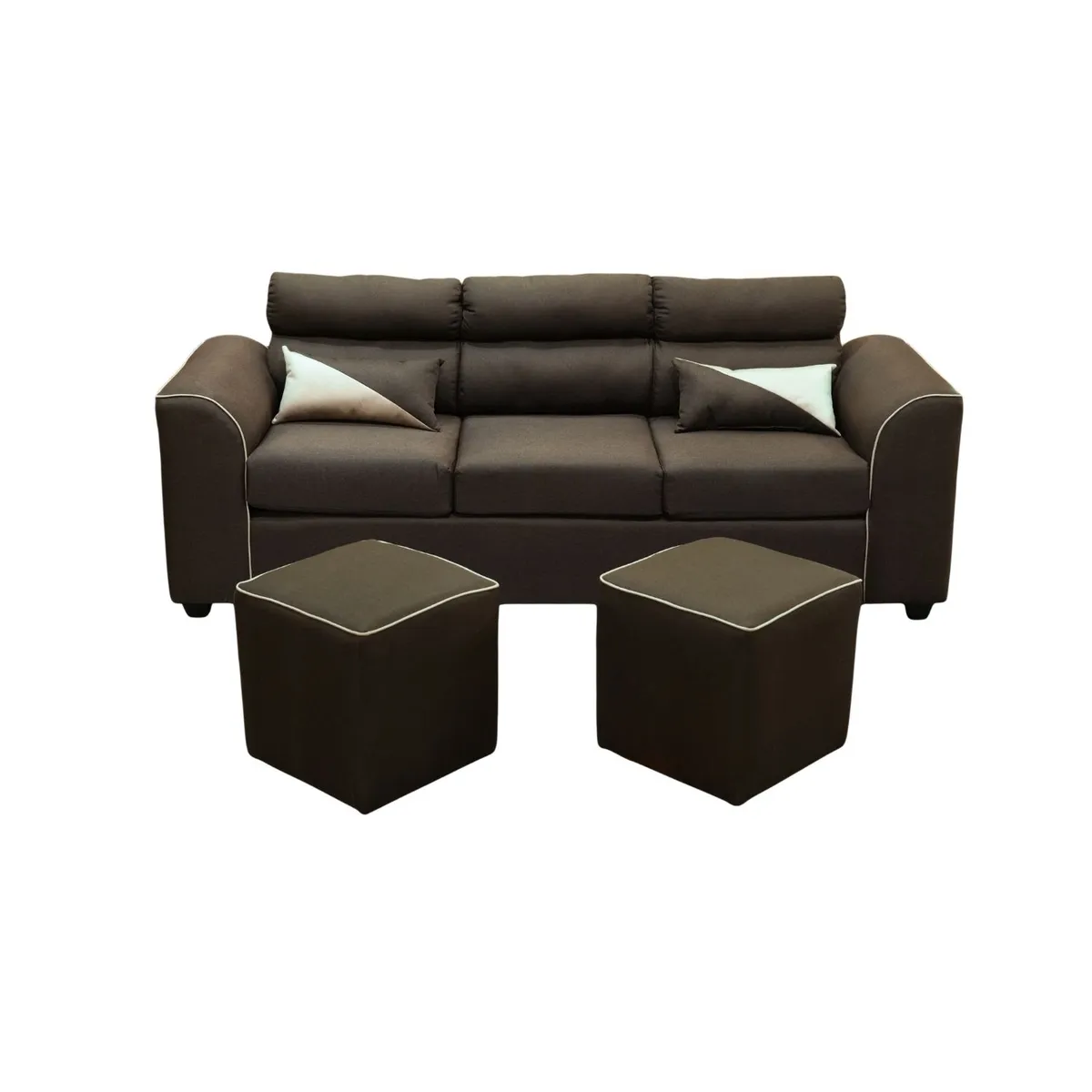 FANCY HOGAR - Sofá 3 Cuerpos + 2 Pouf  - Fancy Hogar