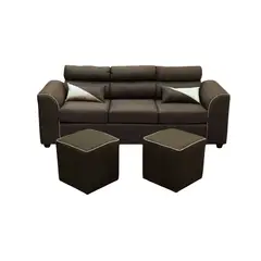 FANCY HOGAR - Sofá 3 Cuerpos + 2 Pouf Café -