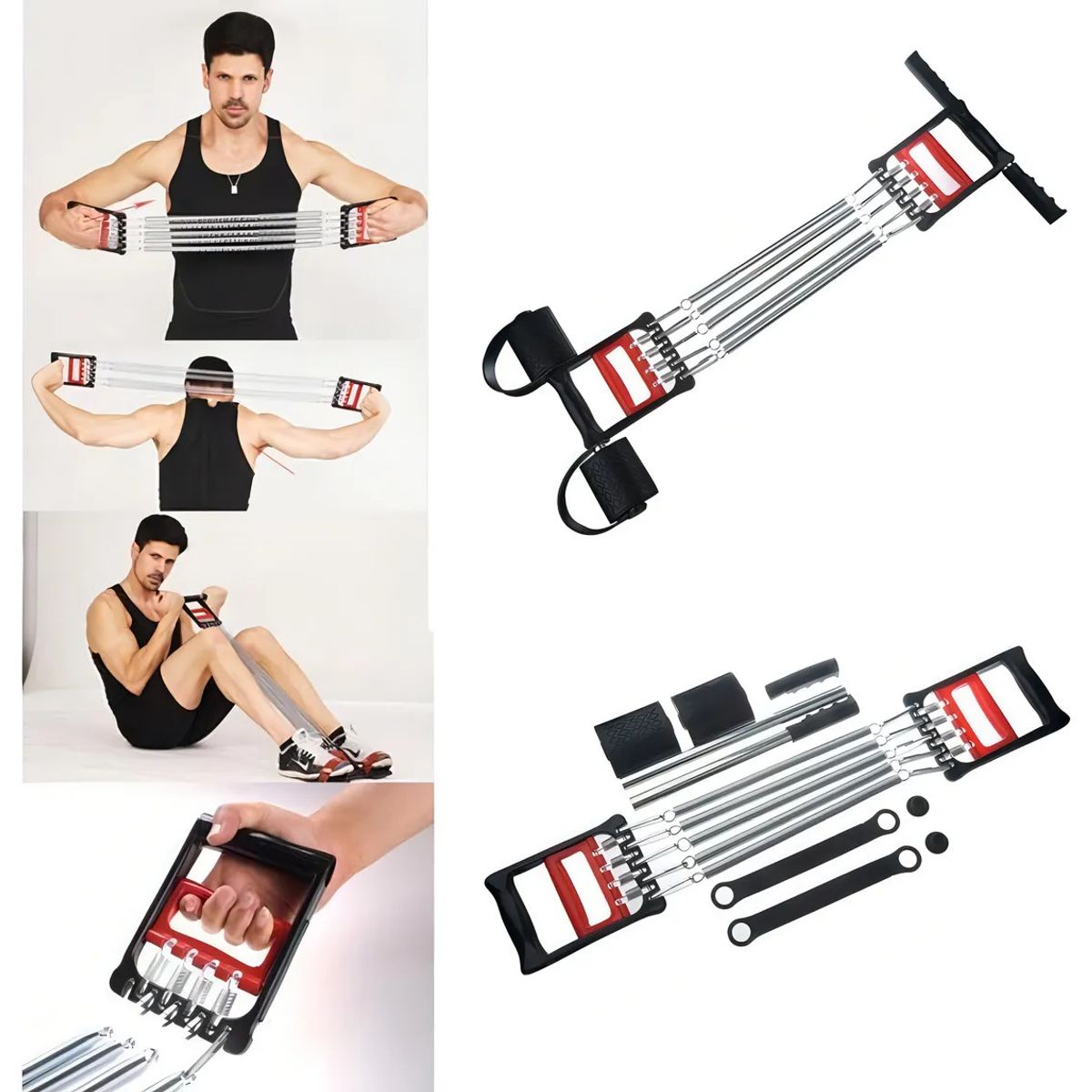 KUANGYE - Extensor Pecho Brazos 5 Resortes Calidad Fitness Gym