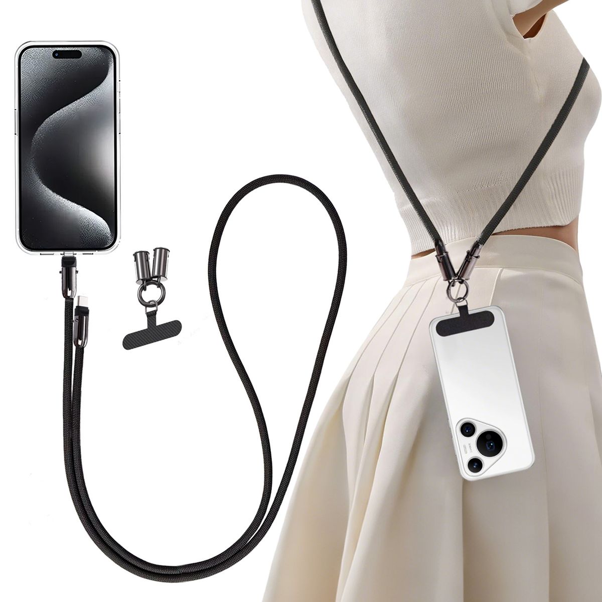 VIDITA - Cable de Datos Colgante 2 en 1 Tipo-C a Tipo-C 1.2m 60w