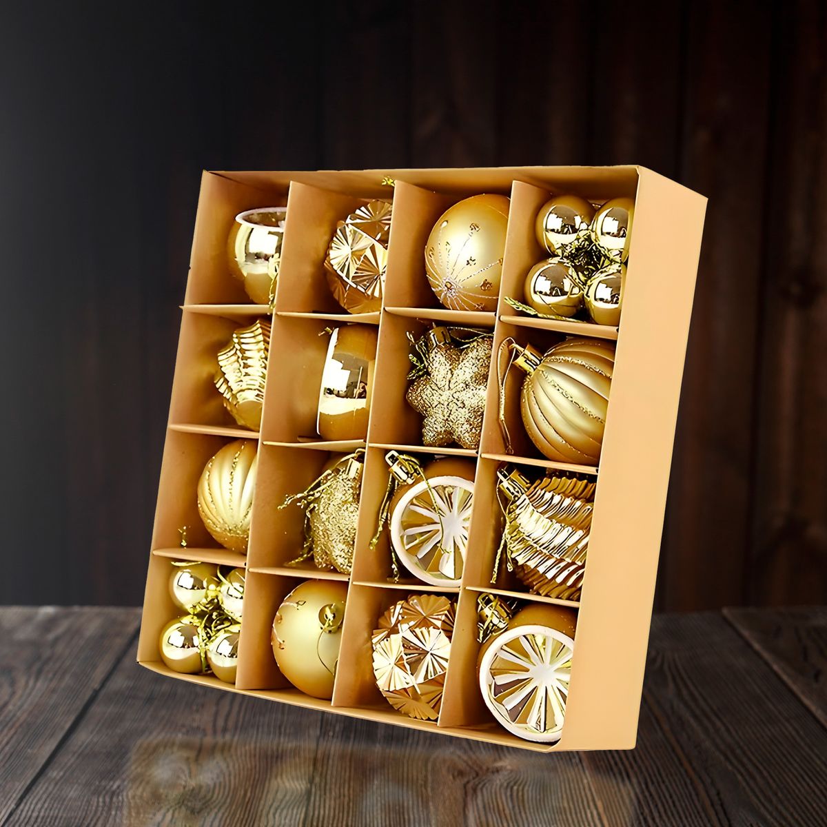 GENERICO - Juego 42 Adornos Colgantes Árbol De Navidad Diseños Variados Dorado