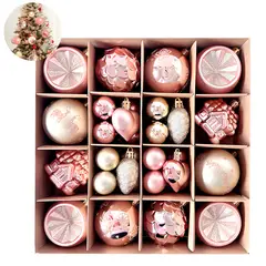 GENERICO - Juego 42 Adornos Colgantes Árbol De Navidad Diseños Variados Oro Rosa