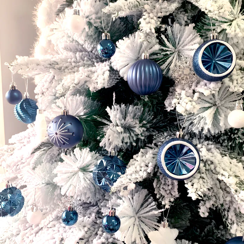 GENERICO - Juego 42 Adornos Colgantes Árbol De Navidad Diseños Variados Azul
