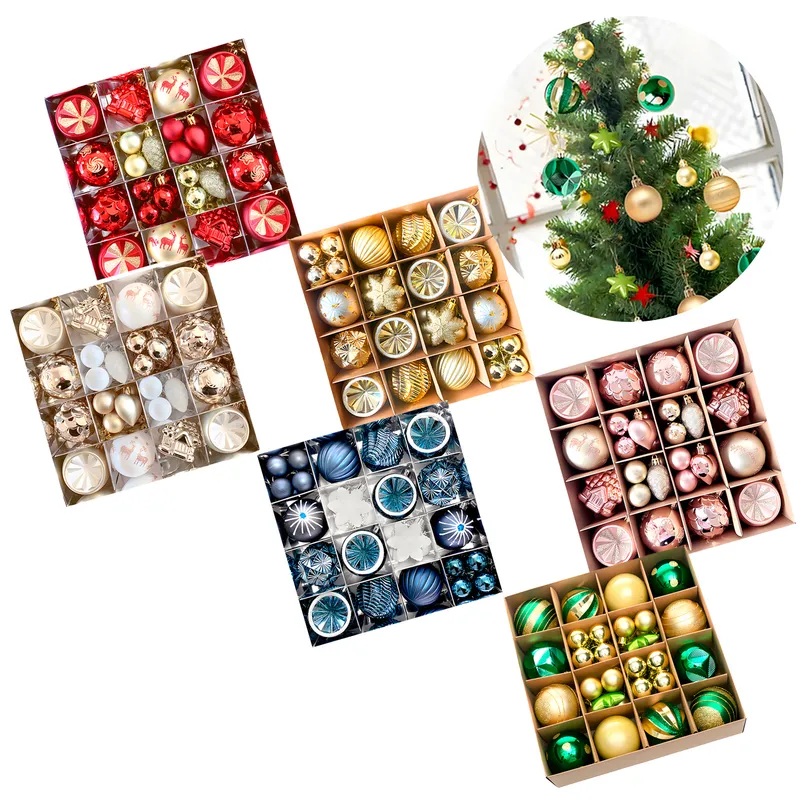 GENERICO - Juego 42 Adornos Colgantes Árbol De Navidad Diseños Verde y Dorado