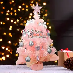 GENERICO - Mini Árbol Navidad Mesa Escritorio 45 Cm + Adorno Decoración Rosa