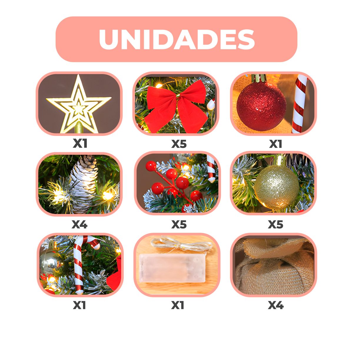 GENERICO - Mini Árbol Navidad Mesa 45 Cm + Adorno Decoración Lazos