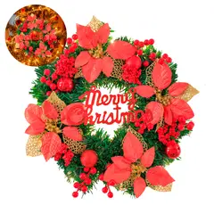 GENERICO - Corona Guirnalda Feliz Navidad Decoración de Hogar Puertas 40 cm Rojo