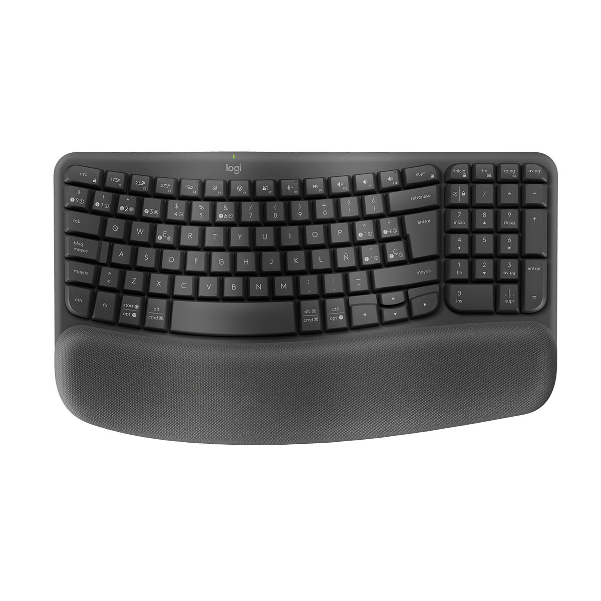 LOGITECH - Teclado Inalámbrico Ergonómico Logitech Wave Keys Grafito