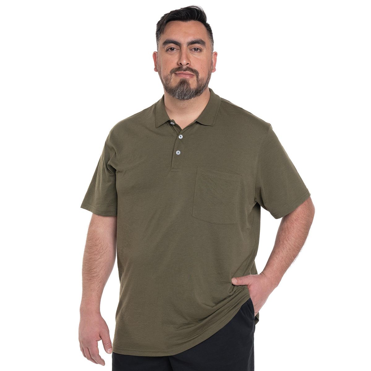 KOTTING - POLERA HOMBRE LISA CUELLO CAMISERO BOLSILLO PECHO