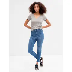 GAP - Polera Mujer Clásica Cuello V Gris
