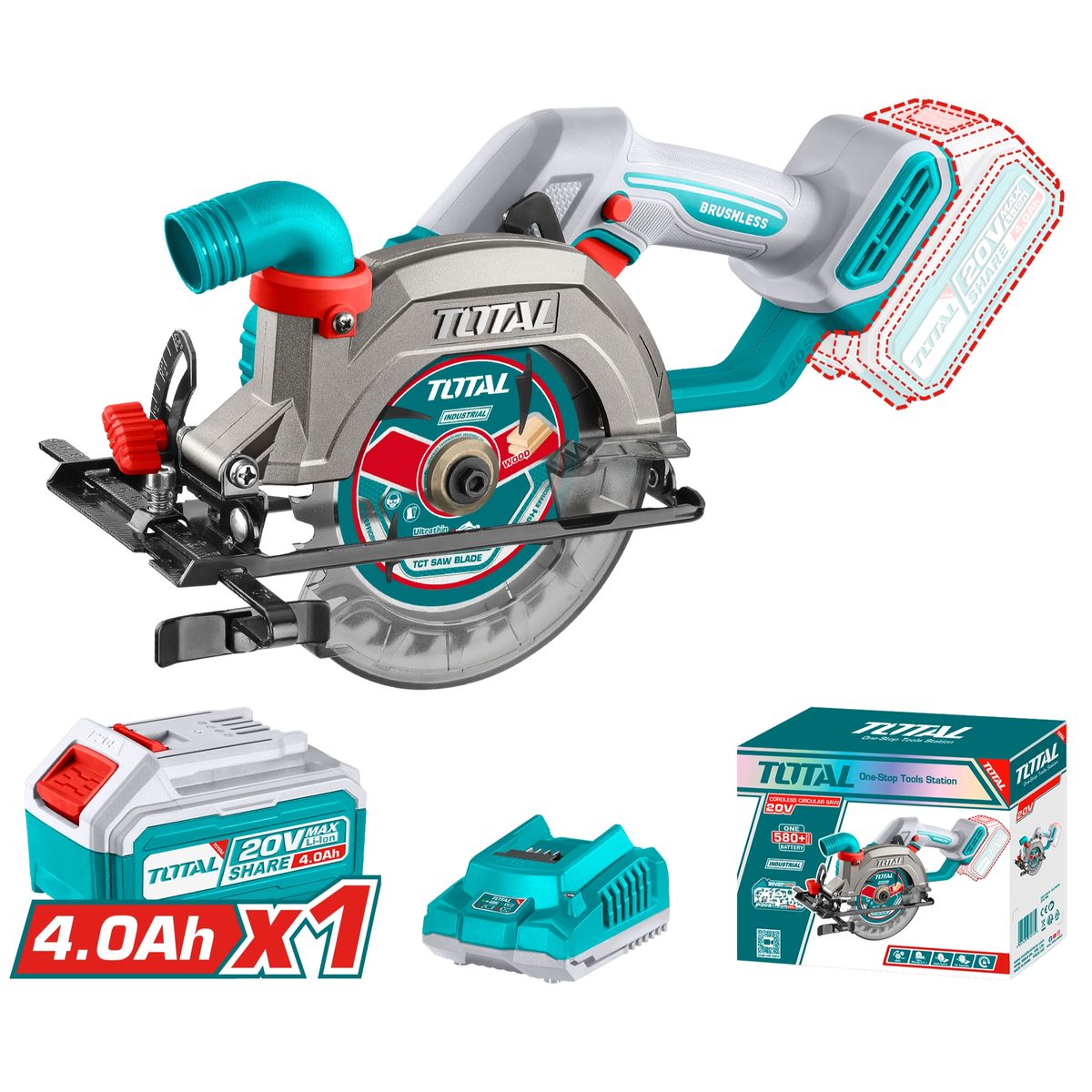 TOTAL TOOLS - Sierra Circular Inalambrica 140mm Total