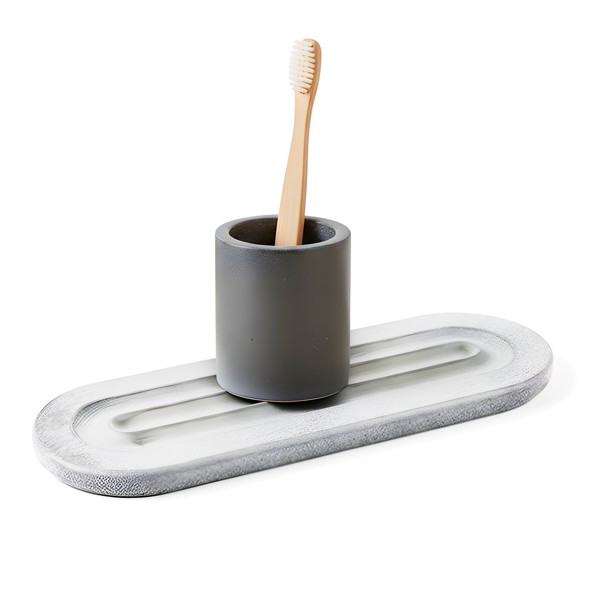 GENERICO - Set 3 Bandejas Absorbentes Jabón Cepillo Dientes Diseños Curvas Gris