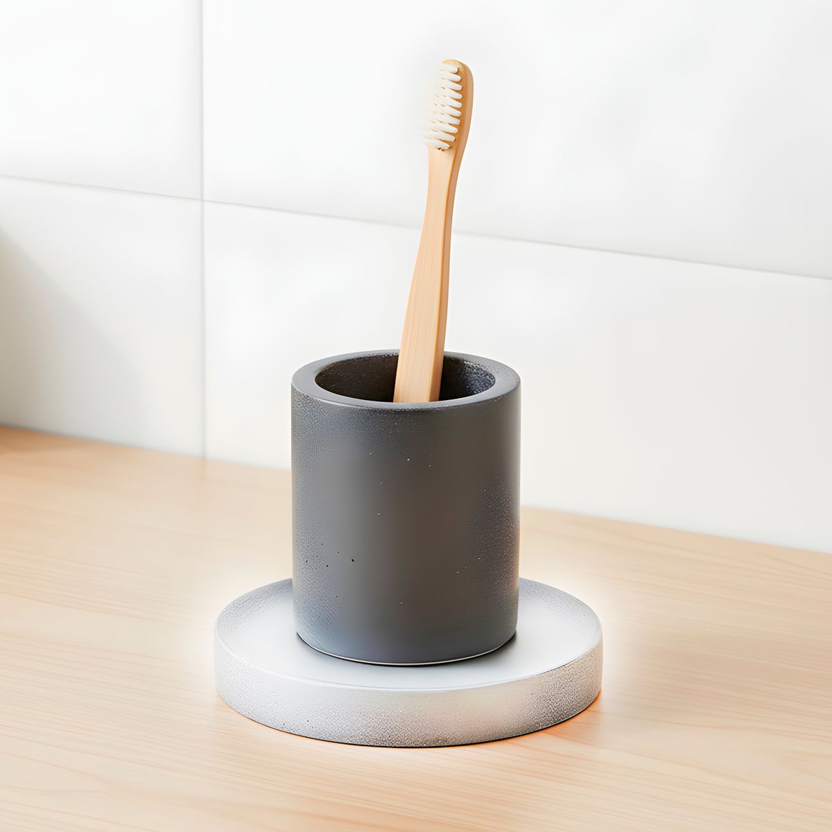 GENERICO - Set 3 Bandejas Absorbentes Jabón Cepillo Dientes Diseños Curvas Gris