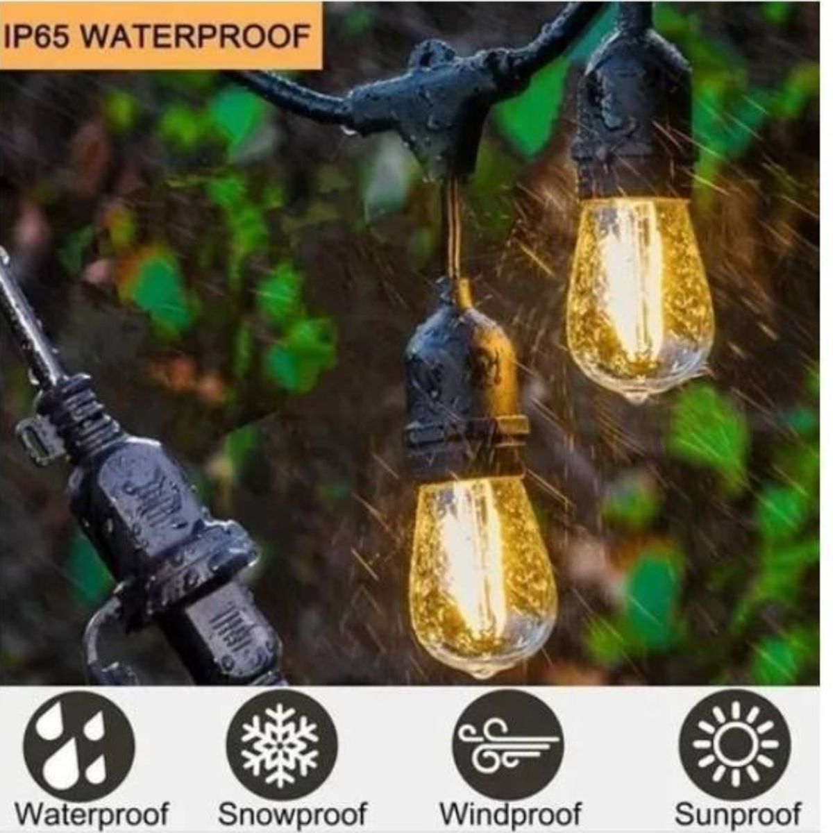 GENERICO - Guirnalda Con Panel Solar 10 Ampolletas Calidas Iluminacion Led IP