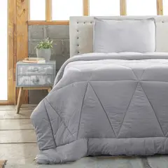 NAUTICA - Juego Plumon Comforter 1.5 pl Home c/funda -Poliester 95gr - GRIS