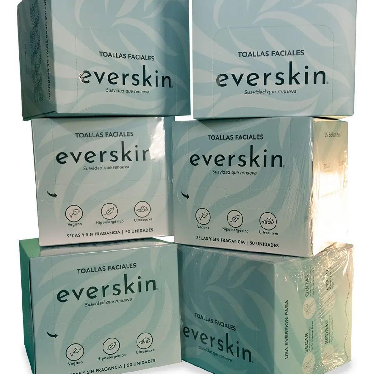 EVERSKIN - Pack 6 Toallas Faciales Secas Premium Veganas 50 Pcs