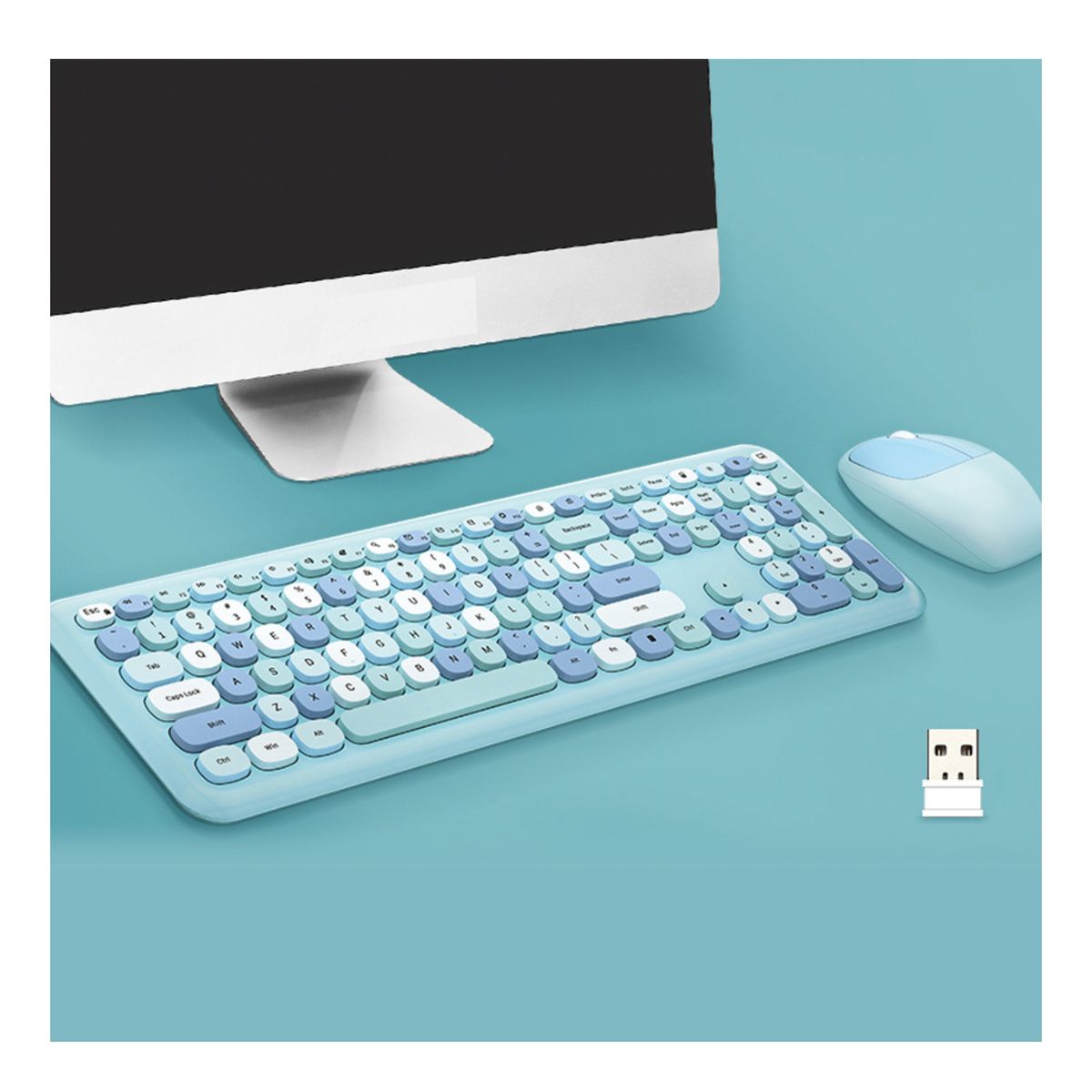 MOFI - Kit Teclado y Mouse Inalámbrico MOFI Azul