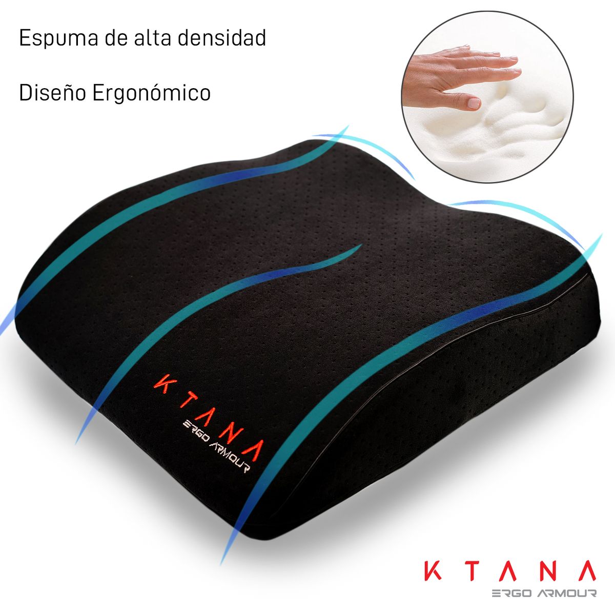 KTANA - Cojín Ergonómico Memory Foam Gamer Ktana Negro