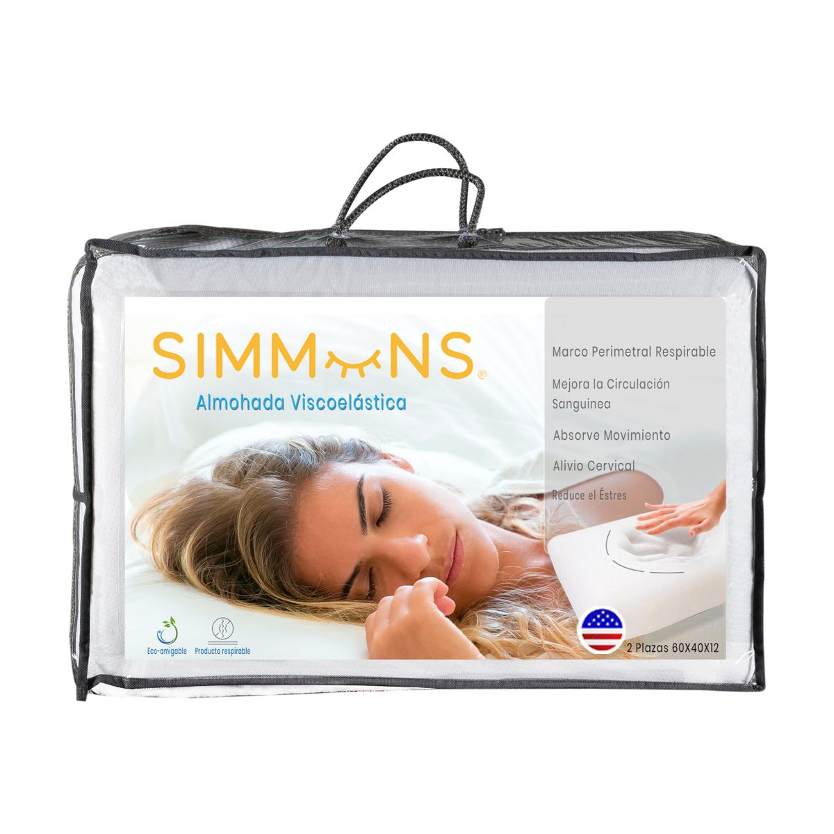 SIMMONS - Almohada Simmons Visco 60x40 pax 2 almohadas