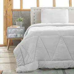 NAUTICA - Juego Plumon 2PL Comforter  Home c/fundas -Poliester 95gr BLANCO