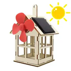 GENERICO - Mini Casa Con Ventilador Solar De Madera armable