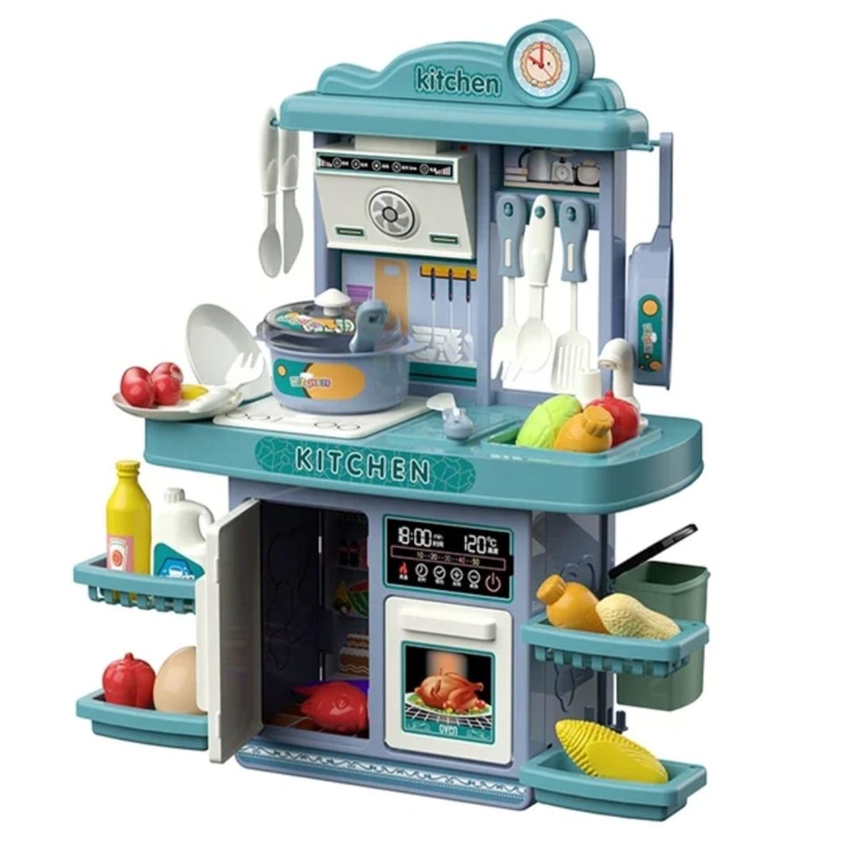 GENERICO - COCINA DE JUGUETE 25 ACCESORIOS LUCES Y SONIDO AZUL