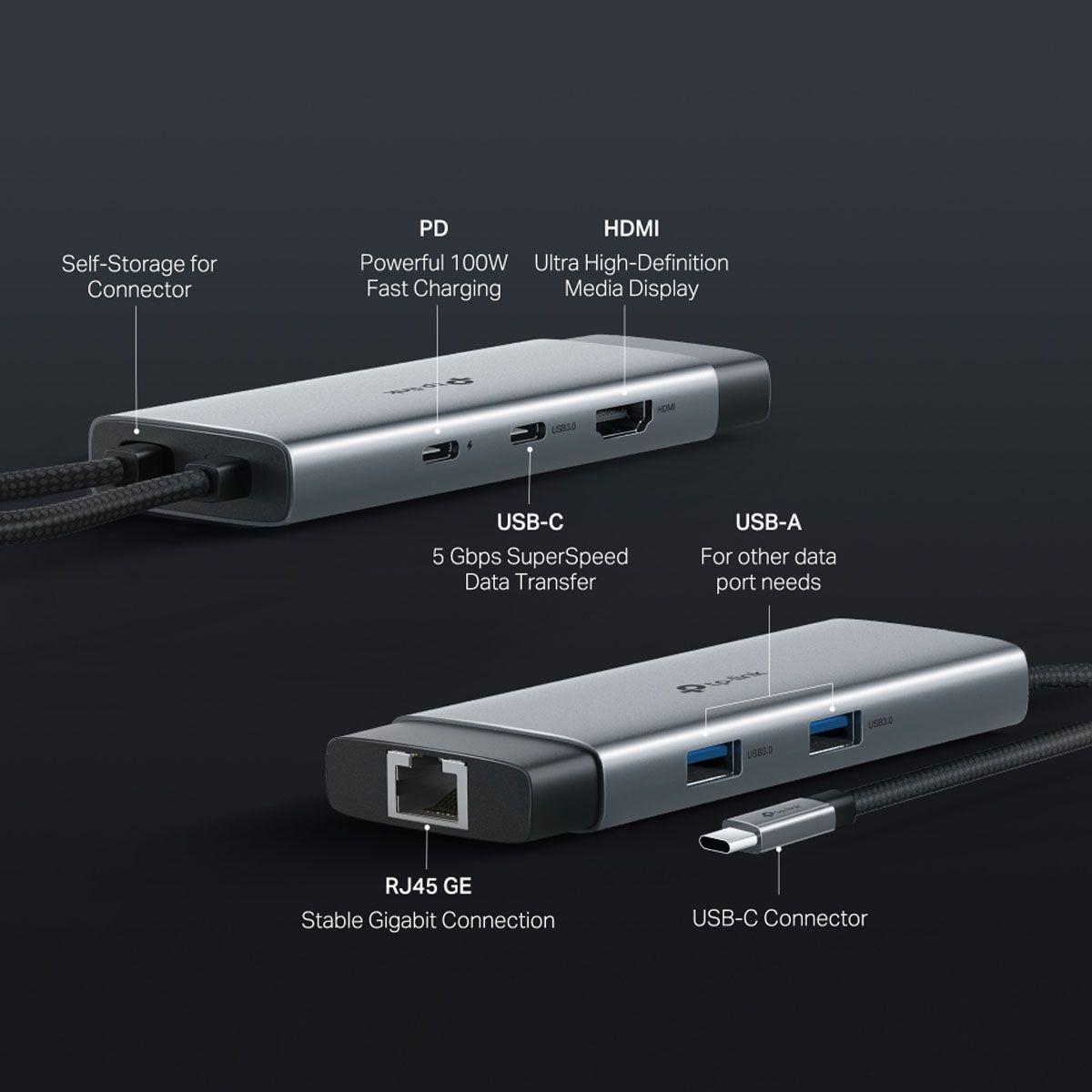TP LINK - ADAPTADOR USB-C A HDMI, 2 USB 3.0, RJ45(LAN), 2 USB-C, TP-LINK UH6120C