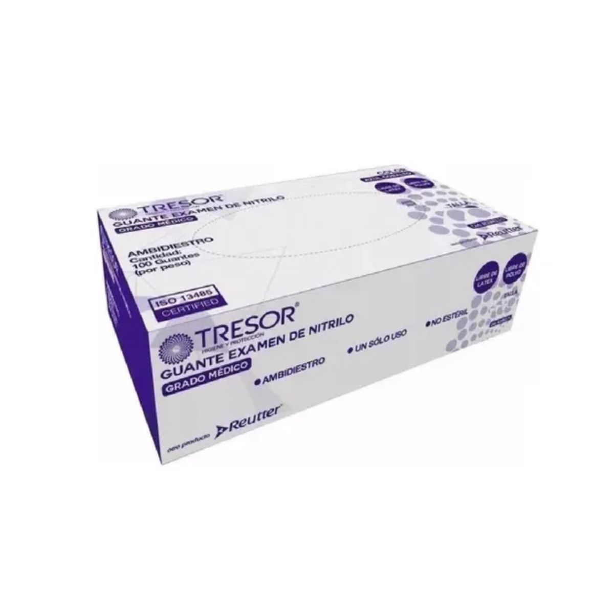 REUTTER - Guante Tresor Nitrilo Azul (Cobalto) Talla S Caja 100 Unidades