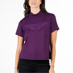 ELLUS - Polera Manga Corta Heavy Viscosa Cuello Subido E Espejo Negro