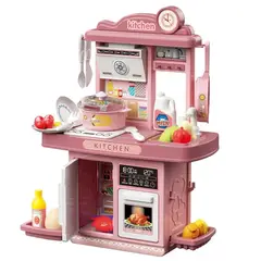 GENERICO - COCINA DE JUGUETE 25 ACCESORIOS LUCES Y SONIDO ROSA