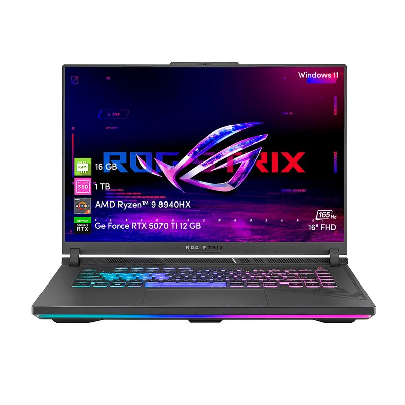 ASUS - Notebook Gamer Asus Rog Strix G16 Ryzen 9 16GB 1TB SSD RTX5070ti 16' FHD Win11