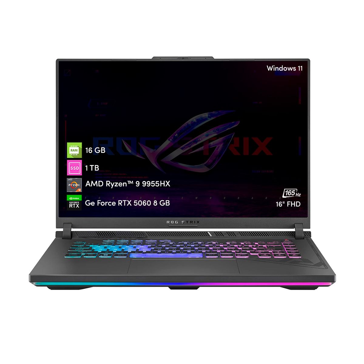 ASUS - Notebook Gamer Asus Rog Strix G16 Ryzen 9 16GB 1TB SSD RTX5060 16' FHD Win11
