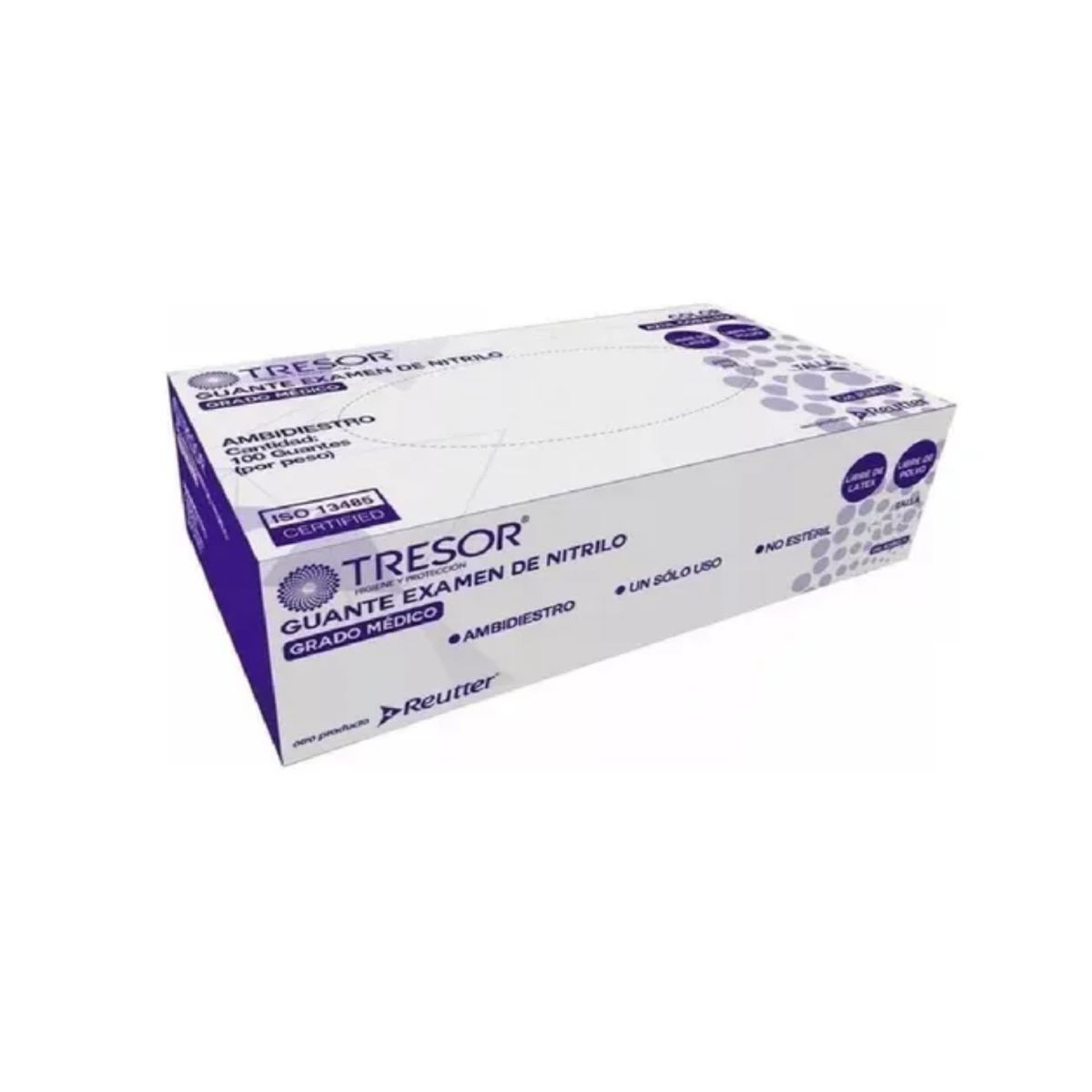 REUTTER - Guante Tresor Nitrilo Azul (Cobalto) Talla Xs Caja De 100 Unidades