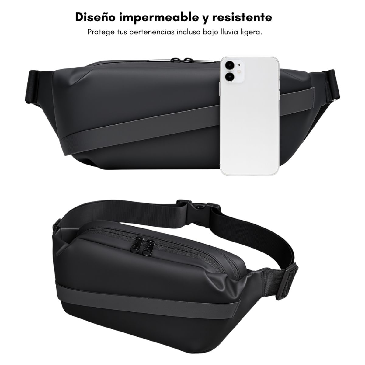 GENERICO - Banano Impermeable Trip On Bolso Cruzado Hombre Negro riñonera Utazo