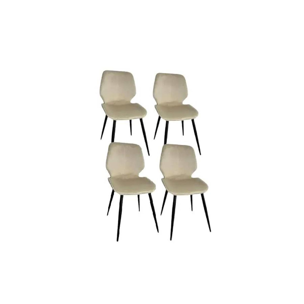 GENERICO - Pack 4 Sillas Fiori top Blanco hueso con patas negras