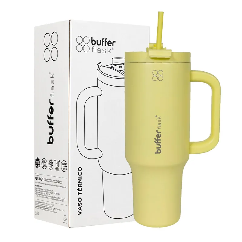 BUFFER FLASK - Vaso Termico Frio y Calor Termo Mug Buffer 1200Lt Inoxidable - Amarillo