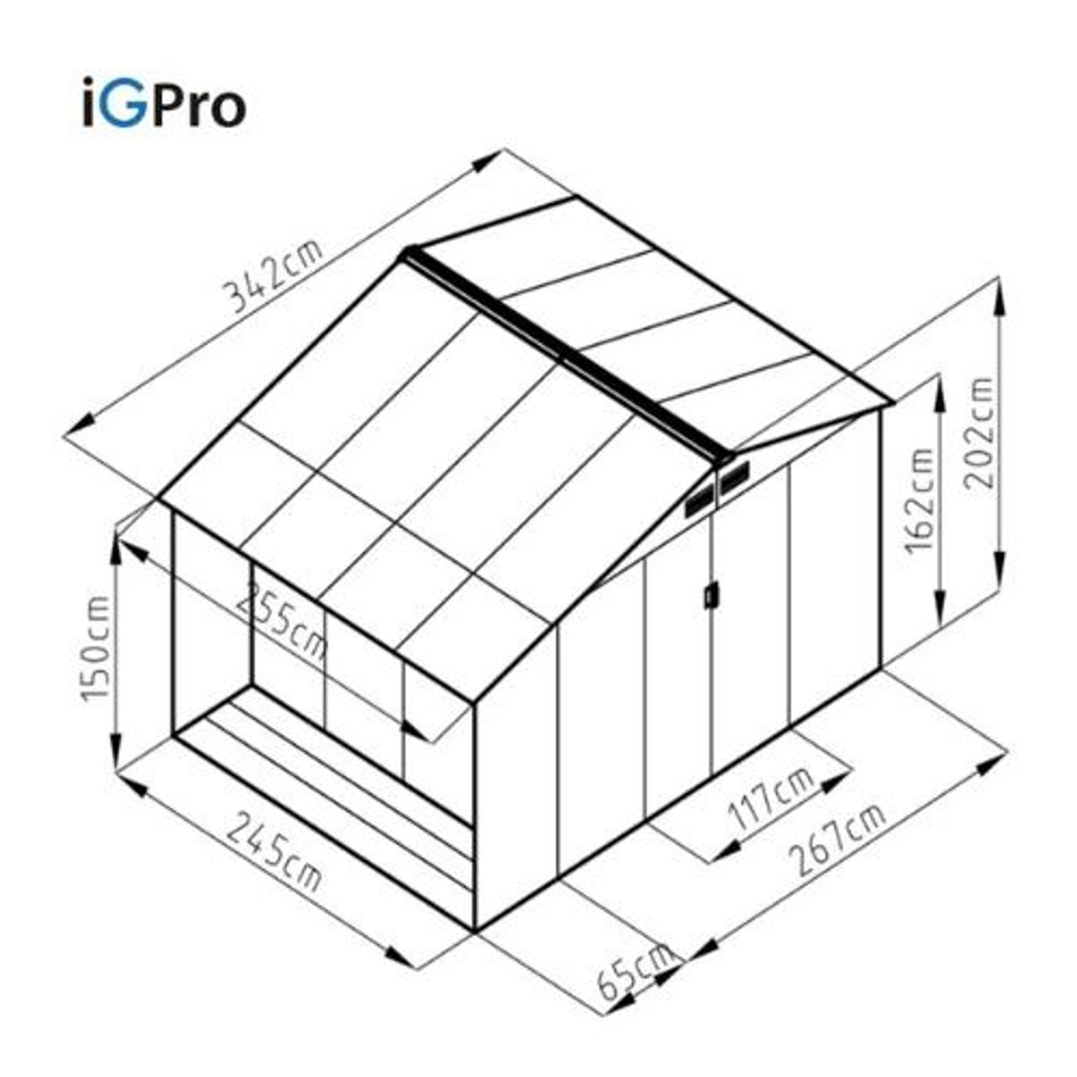 IGPRO - Bodega Elegant 2 en 1 de 872mt + Kit de Base para Piso