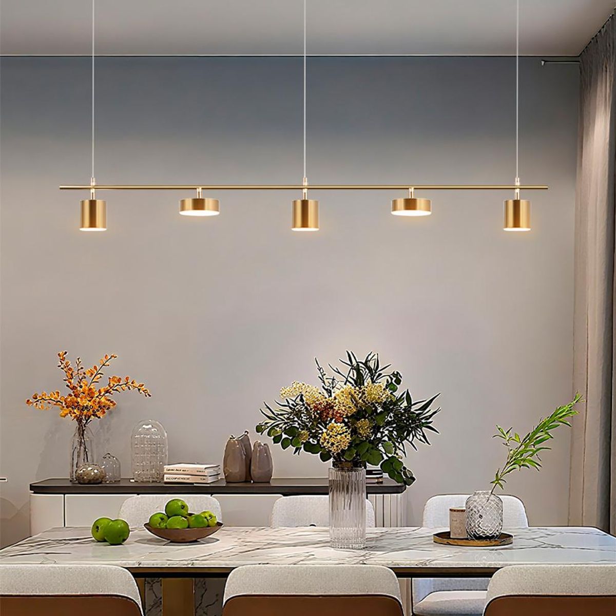 BOSCO - LAMPARA COLGANTE LINEAL HARPES DORADO 5 LUCES