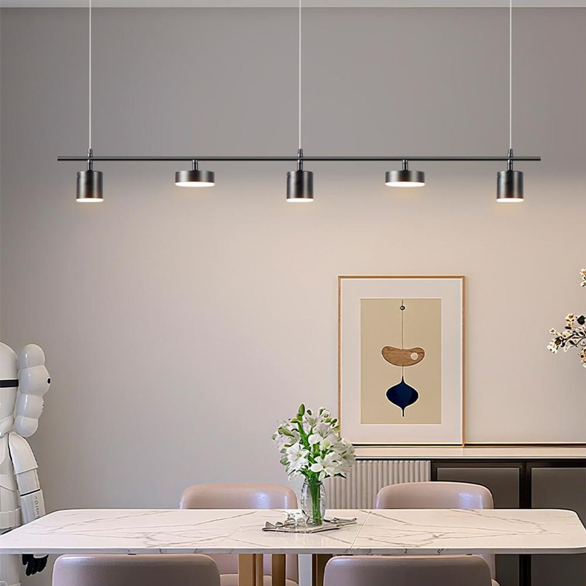 BOSCO - LAMPARA COLGANTE LINEAL HARPES NEGRO 5 LUCES