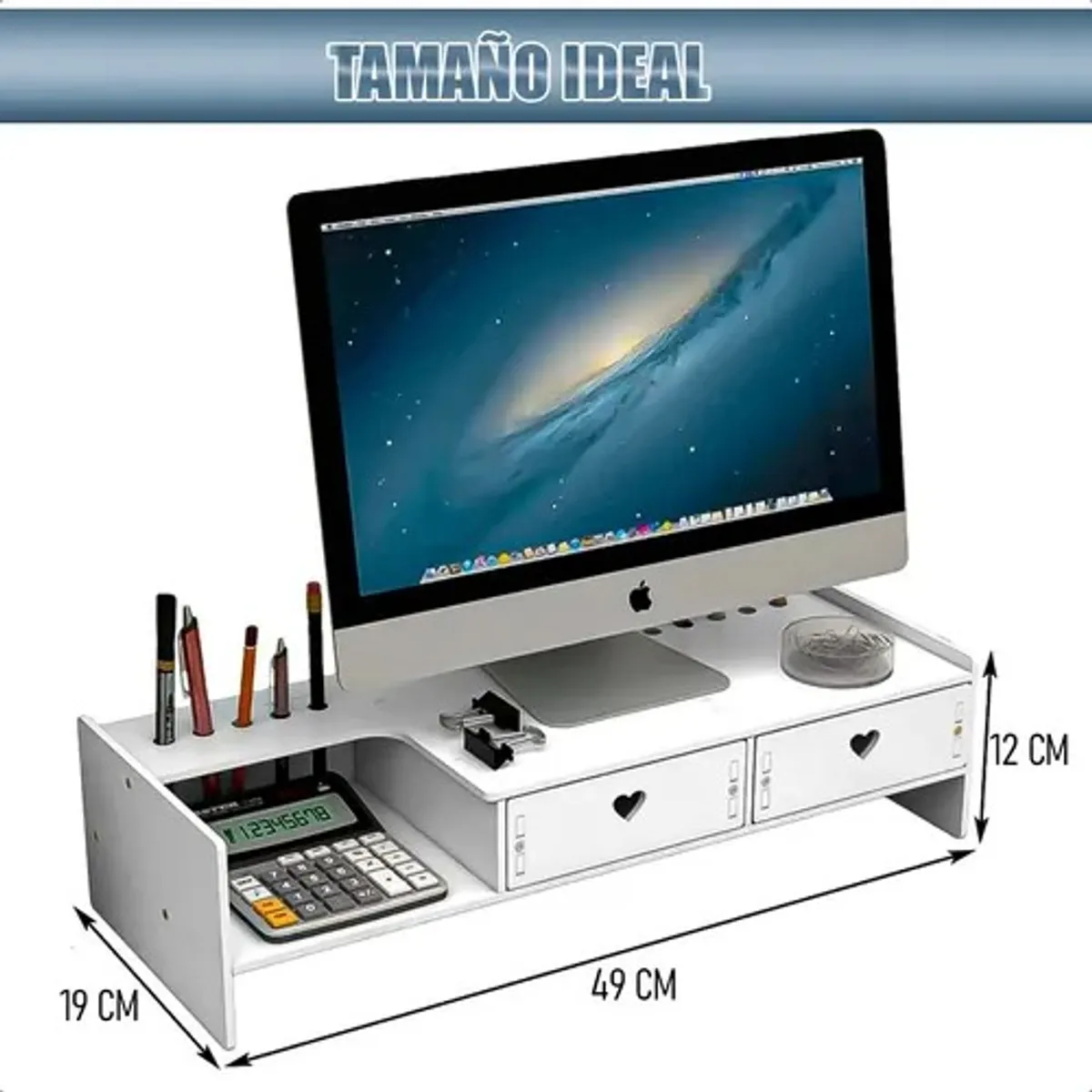 GENERICO - Soporte Elevador Para Pc Organizador Escritorio Con Cajones