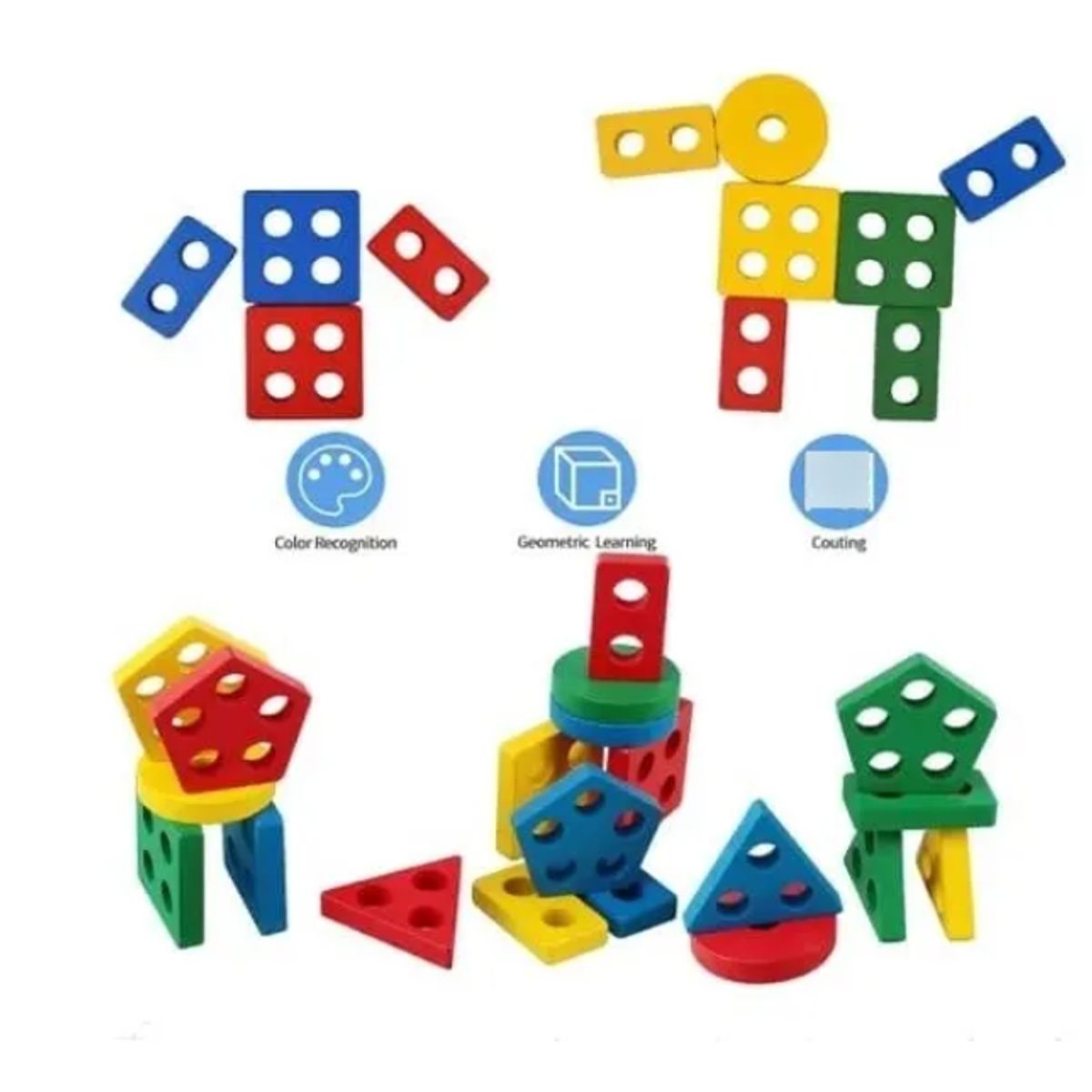 GENERICO - Juego Encaje Y Dificultad Bloques Set De Figuras Apilables