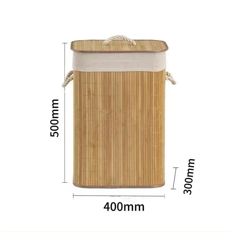 OKAY - Canasto Cesto Ropa Sucia Pleglable Look Bambu Grande Tapa Im Beige